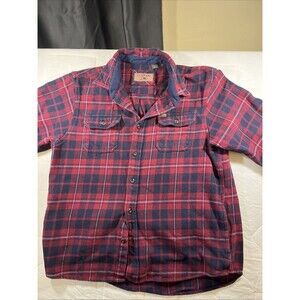 Orvis Men's 100% Cotton Flannel Button Work Shirt Red/Navy Plaid • Extra Large